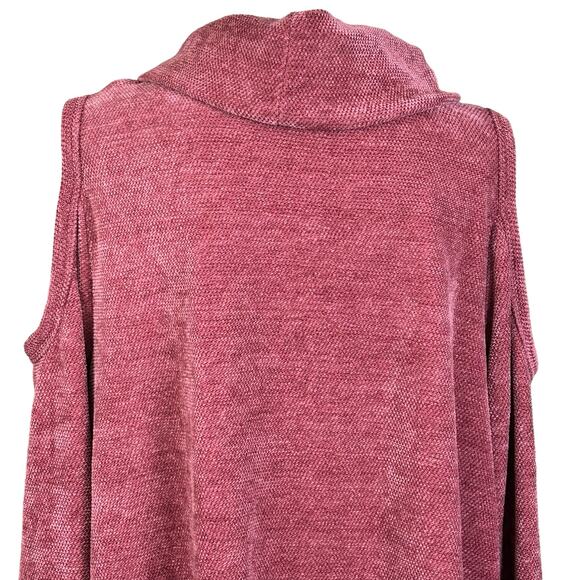 Artesia Sweater Women XL Mauve Purple Stretch Cold Shoulder Cowl Neck Boho Top - Picture 4 of 12